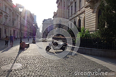 People walking on pedestrian street in center of Bucharest, Romania, on June 2, 2017 Editorial Stock Photo