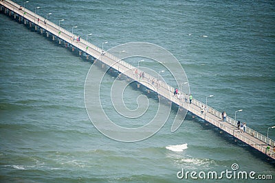 People walking on a pontoon Editorial Stock Photo