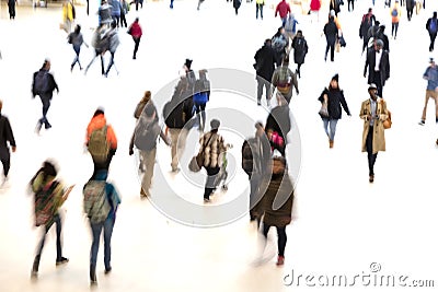 People walking indors, motion blur Stock Photo