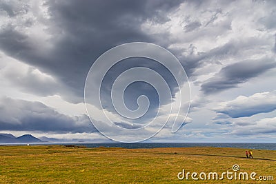 People walking on the south coast of the Snaefellsnes peninsula, Iceland Editorial Stock Photo