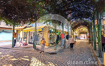 People walking in streets of Komotini city, a typical winter morning, Greece Editorial Stock Photo