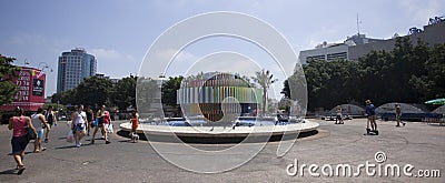 People walking in Tel Aviv Dizengoff Square Editorial Stock Photo