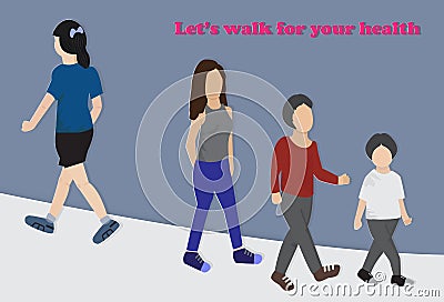People walking for their health Vector Illustration