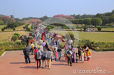 People walking to and from Lotus temple in New Delhi, India Editorial Stock Photo