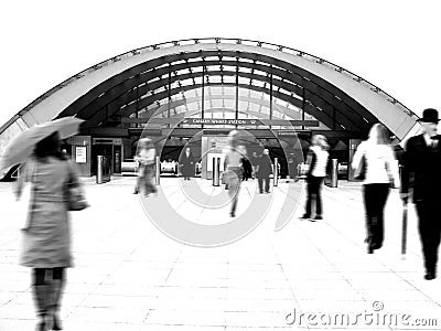 People walking to the tube station, London Stock Photo