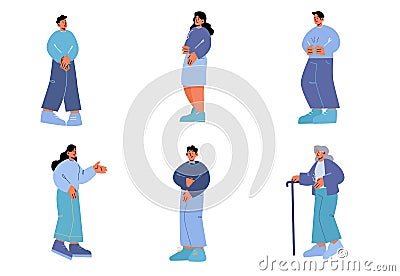 People want to pee with full urinary bladder Cartoon Illustration