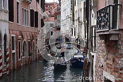 People want to ride a gondola.Venice.Italy Editorial Stock Photo