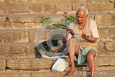 People washing their clothes in Ganges River, Varanasi, India Editorial Stock Photo