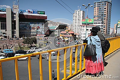 People watch the panorama of La Paz, Bolivia Editorial Stock Photo