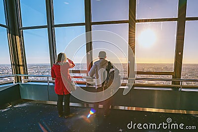 People watching city panorama, Paris, France Editorial Stock Photo