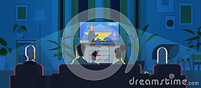 people watching live news on tv screen pray for Ukraine peace save Ukraine from russia stop war concept Vector Illustration