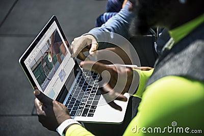 People watching tennis video clip on digital device Stock Photo