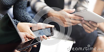 People Wating Digital Tablet Mobile Phone Technology Concept Stock Photo