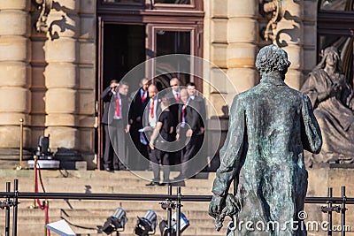 People wating in front of Rudolfinum, Prague while Cesky Lev awards Editorial Stock Photo