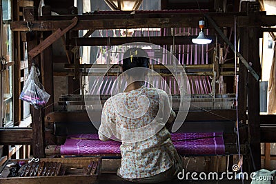 People weaving clothes near Inle Lake, Myanmar Editorial Stock Photo
