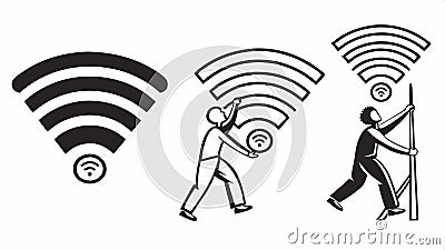 People with wifi signal, wireless internet, connectivity, network, Vector Design, Generative AI Vector Illustration