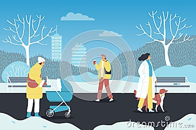 People Winter Outwear Illustration Cartoon Illustration