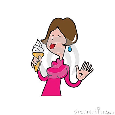 People woman licking ice cream 2 Vector Illustration