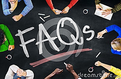 People Working and FAQs Concept Stock Photo