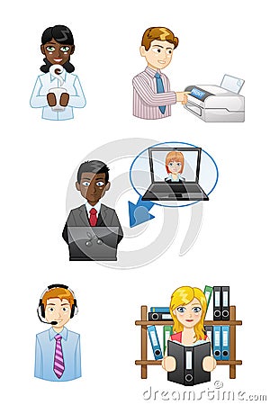 People working icons set Vector Illustration
