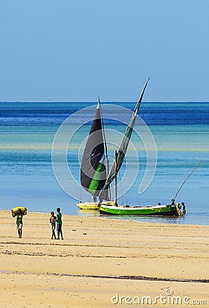 People working with low tide Editorial Stock Photo