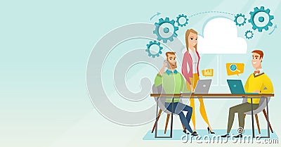 People working in office vector illustration. Vector Illustration