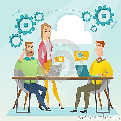 People working in office vector illustration. Vector Illustration