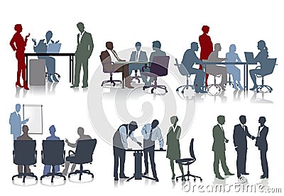 People working in offices Vector Illustration