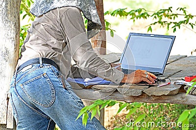 People are working surveying land Stock Photo