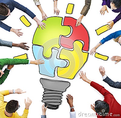 People Working Together and Innovation Concepts Stock Photo