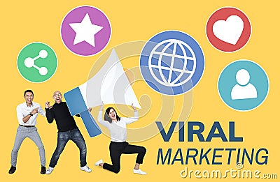 People working on viral marketing Stock Photo