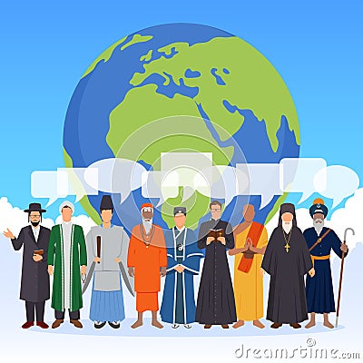 People From World Religions Flat Composition Vector Illustration