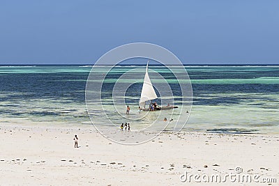 People on Zanzibar beach Editorial Stock Photo