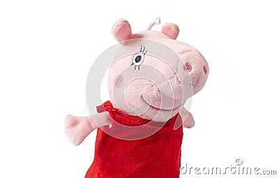 Peppa pig plushy doll isolated on white background Editorial Stock Photo