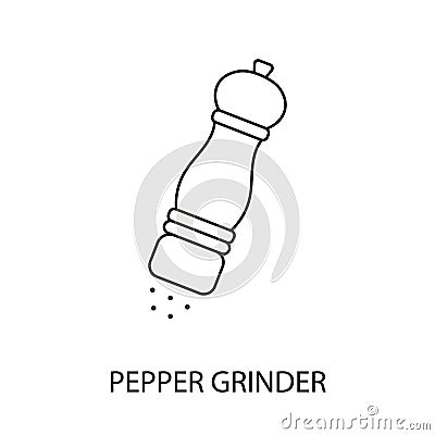 Pepper grinder line vector icon for marks on food packaging Vector Illustration