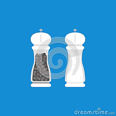 Pepper grinder and salt grinder Vector Illustration