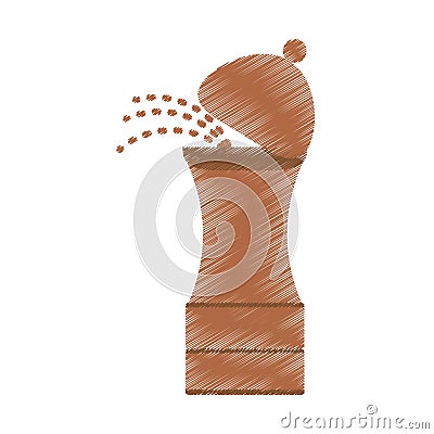 Pepper mill shaker wood kitchen drawing Vector Illustration