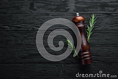 Pepper mill.Top view. Free space Stock Photo