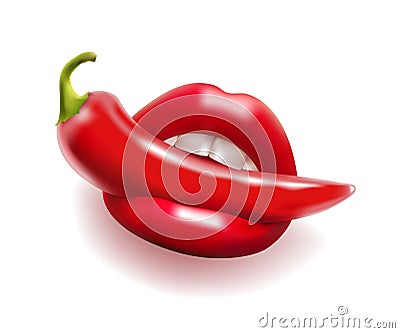 Pepper in mouth Vector Illustration