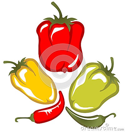 Pepper and paprika Vector Illustration