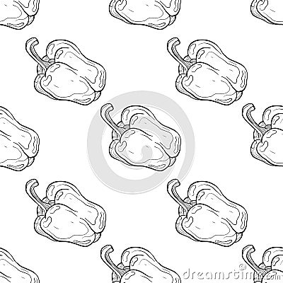 Pepper pattern drawing on lineart style Vector Illustration