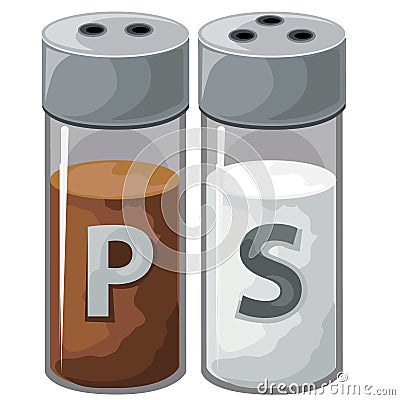 Pepper and salt shaker for kitchen. Vector Vector Illustration