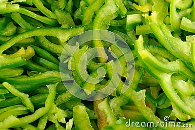 Slices of the green capsicum Stock Photo