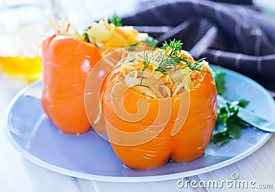 Pepper stuffed with cabbage Stock Photo