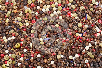 Peppercorn. Food Spices Mix Colorful Peppercorns.Close Up, Macro. Pepper wallpaper backdrop Stock Photo