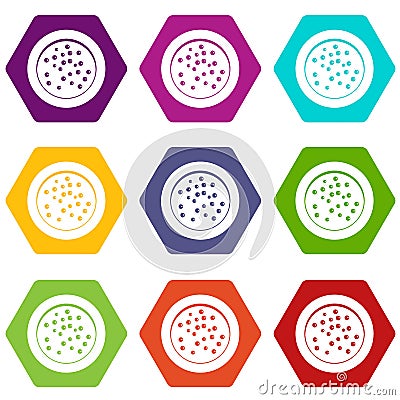 Peppercorns on a plate icon set color hexahedron Vector Illustration