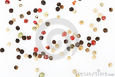 Peppercorns on white Stock Photo