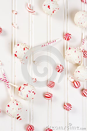 Peppermint chocolate cake pops Stock Photo