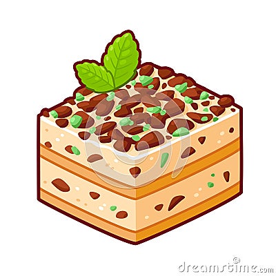 Peppermint Crisp Tart, South African dessert Vector Illustration