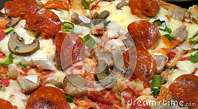 Pepperoni and Mushroom Pizza Stock Photo